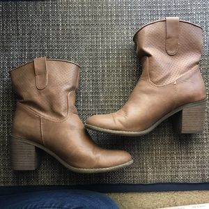 Brown leather boots